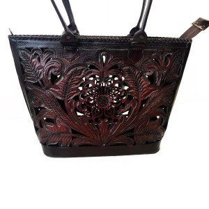 Hand-tooled leather bag,...