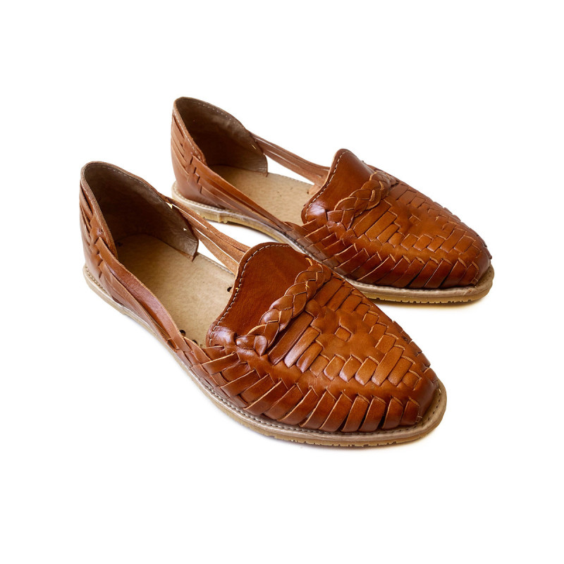 Huaraches de piel rombo trensa