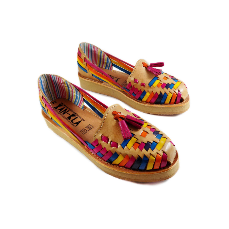 Huaraches para mujer, Calzado artesanal Arcoiris