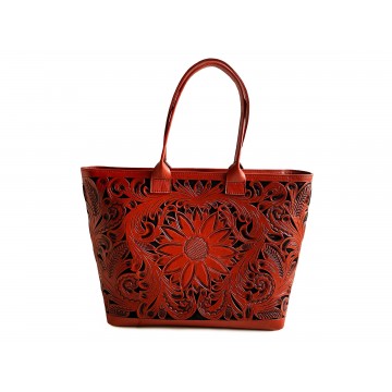 Hand-tooled leather bag,...